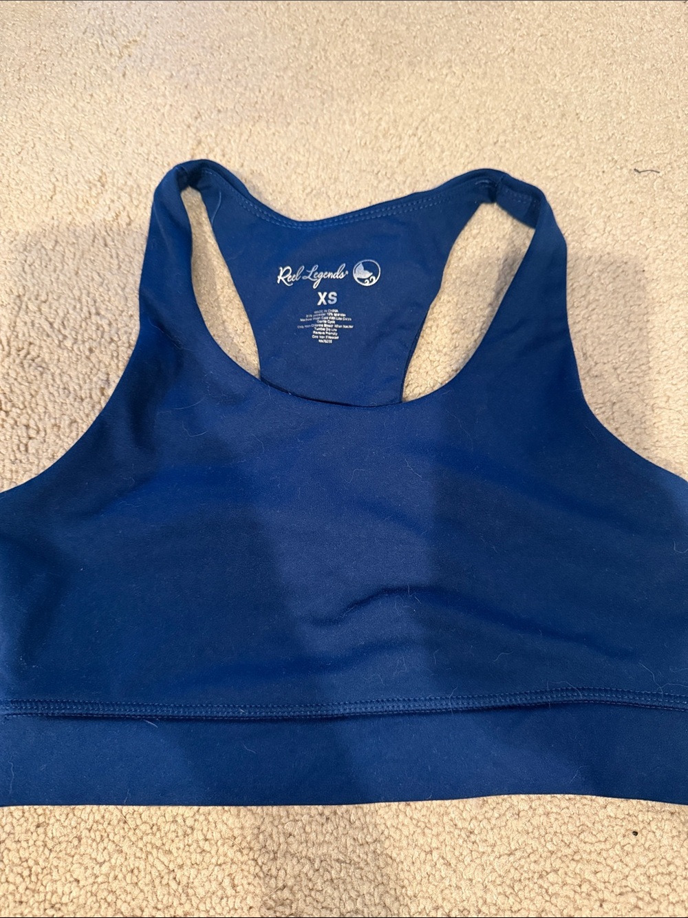 Reel Legends Navy Racerback Sports Bra sz XS